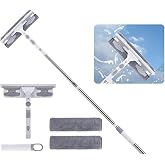 Mikrofiber Cam Silme Mopu Aparatı Profesyonel Set 360 Derece Oynar Başlıklı Mikrofiber , &Ccedil;ek&ccedil;ekli Teleskopik Cam Silme Aparat