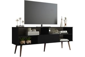 Madesa Mueble TV, Mesa Moderna para Salón y Dormitorio con 2 Puertas para TV de 65 Pulgadas, 150 x 40 x 60 cm, Madera - Negro