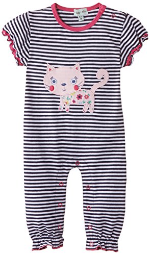 Lilly & Sid Baby-Girls Cat Playsuit Romper, Blue, 0-3 Months