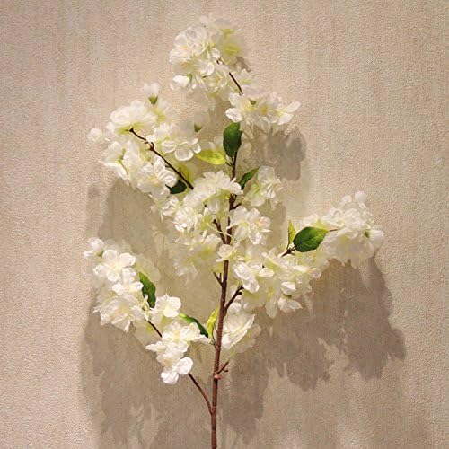 Pingofm Emulation flower artificial flowers ceiling 4 Fork large cherry blossoms home living room decorated Wedding playmate arts desktop bottle boutonniere small Artificial Flowers,4 large truck white cherry blossoms