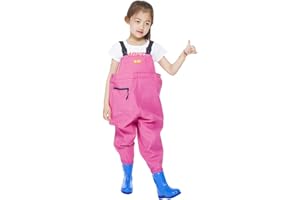 Jitong Waders de Pêche Enfants Salopette de Chasse Pantalon de Wading avec Bottes Imperméables Cuissardes de Pêche pour Garçons et Filles