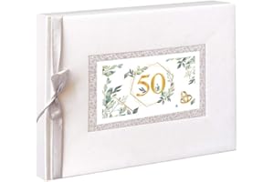 A ARGUVAL EDITORIAL Libro de Firmas Bodas de Oro, tamaño 27,5 x 23 cm, Libro de visitas, Recuerdo Boda, Boda Oro