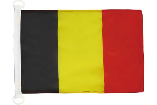 AZ FLAG - Drapeau Belgique - 45x30 cm - Pavillon Nautique Belge Spécial Bateau Et Extérieur En Maille Bloquée Avec Anneaux Plastiques Intégrés - 30g