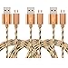 Produktbild KEXIN Micro USB Kabel [1M/3-Stück] mit Nylon geflochtenes USB Ladekabel für Android Smartphones, Samsung Galaxy, HTC, Huawei, Sony, Nexus, Nokia, Kindle und mehr - Gold