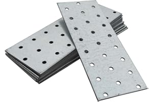 OMIDEAS 10 x Flachverbinder (160 x 60 x 2) Lochplatten Holzverbinder Verbindungsplatte Verbinder, Silber Verzinkt