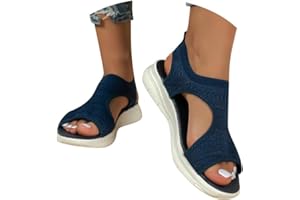 HEONSATI Wide Fit Orthopedic Sandals for Women Uk with Arch Support Summer Ladies Wedge Sandals Walking Platform Casual Beach Shoes Comfy Washable Slingback Slide Sport Open Toe Memory Foam