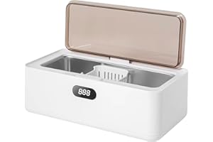 SWAREY Pulitore ad Ultrasuoni 500ML Pulitore Ultrasuoni Gioielli con Cestello e 5 Impostazioni di Tempo 45000Hz Professionale per la Pulizia di Anelli Protesi Orologi Occhiali Monete Strumenti