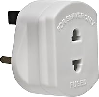 DabbersIT 2 Pin Shaver / Toothbrush to UK 3 Pin Shaver / Toothbrush adaptor plug with fitted 1A fuse