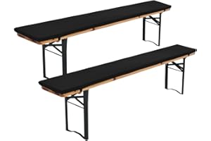 FXKS 2er-Pack Bierbankauflage Gepolstert,Bierzeltgarnitur Auflage, Bierzeltgarnitur Bankauflage 220x25x3cm XL,Waschbare Bierbankauflagen Gepolstert Auflage für Partyzeltgarnitur(Schwarz,Wasserdicht)