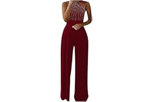 DIAND Jumpsuits for Women UK Wedding Sequin Elegant Party Playsuit Black Clubbing Romper Wide Leg Office Evening Trousers Diamond Halter Sexy Jumpsuit