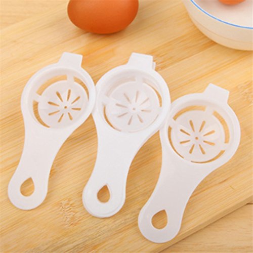 HENGSONG Weiß 3er Set Eiweißtrenner Ei Separator Praktisch Löffel zum Trennen von Eiweiß und Eigelb - 2