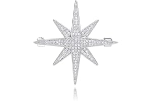 IMINI Broche de estrella de diamantes de imitación para mujeres y niñas, hombres, moda de cristal delicado CZ plateado alfileres de solapa, accesorios de ramo, joyería de Navidad, boda, decoración unisex