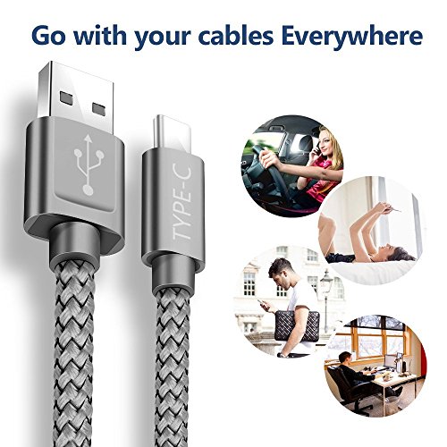 C  ble USB C  Lot de 2  2m Snowkids Cable Type C Data Chargeur Connecteur Ultra R  sistant en Aluminium pour Samsung Galaxy S9 S8 A3 A5 2017   Huawei p9 p10  Mate 9 10  LG G5 G6  Sony Xperia XZ Gris 