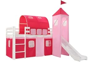 vidaXL Cama Alta para Niños Tobogán y Escalera Madera Pino 208x230 cm Somier Mueble Mobiliario Dormitorio Habitación Infantil Hogar