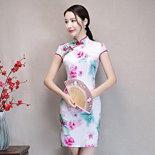 GUYIVVU Dress,Cheongsam Novelty Chinese Style Women'S Mini Cheongsam Female Rayon Qipao Elegant Slim Short Dress Vestidos Size S M L Xl Xxl Xxxl,8118,M