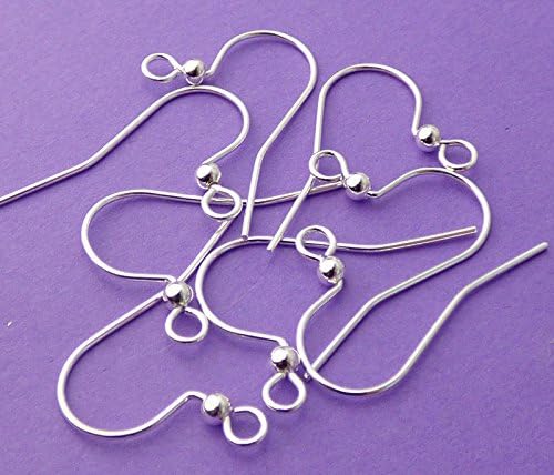 New 17mm 22 gauge 0.64mm thickness Silver Plated Brass French with 2mm ball Ear Wires 5 Pairs.