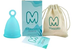 Mascoto® New Shape Ultra Comfortable Menstrual Cup with Ring, Made from Medical-Grade Silicone, BPA Free, Reusable, Tampon and Pad Alternative (L)