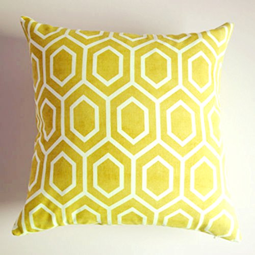 TAOSON Yellow White Irregular Geometric Patterns Home Decorative Throw Cushion Cover Pillow Cover Pillowcase with Hidden Zipper Closure Only Cover No Insert