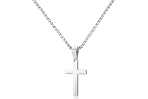 MUERDOU Cross Pendant Necklace for Men Women Boy Girl Silver Gold Black 316L Stainless Steel Christian Jewellery