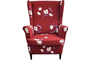 CHNSHOME Copripoltrona 1 Posto con Orecchie Elasticizzato 2 Pezzi Fodere per poltrone a orecchioni Coprisedile per Poltrona Copripoltrona con Orecchie