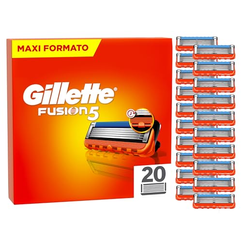 Gillette Fusion5 20 Lamette di Ricambio per Rasoio Barba Manuale, Con Striscia lubrificante per una Scorrevolezza Fluida e 5 Lame per una Rasatura Profonda e Duratura