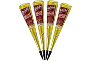 4x FADEDA Golecha 100% Natural Henna Paste Cones Kegel (rotbraun) No Mix, No PPD, 125g (rotbraun)