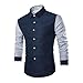 Produktbild Hemden Herren Btruely Trachtenhemd T-Shirt Mode Langarmshirt Junge Business Hemden Slim Fit Freizeit Shirt Casual Shirt (XXL, Marine)
