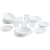Arcopal Zelie Opal Glass Dinnerware | Clear, other shapes design, glossy finish, microwave safe