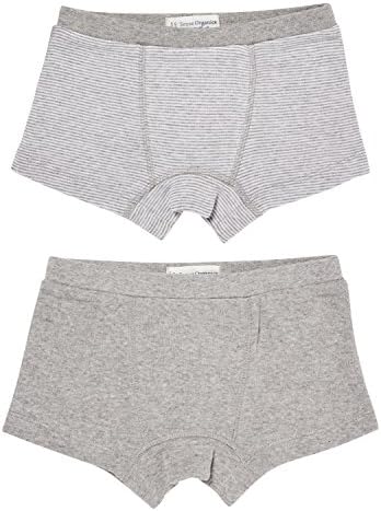 Sense Organics Boy's Prince Luna Striped Set of 2 Boxer Brief, Grey, 4-5 Years
