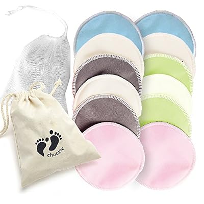 Chuckle Paquet de 12 Coussinets d'Allaitement Lavables en Bambou Bio de Qualité - Ultra doux, Hypoallergéniques et Super Absorbants