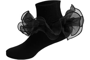 Snegyu Girls Frilly Socks Kids Princess Ruffle Ankle Socks with Big Double Lace for Dance Shows Party & Performance 0-12 Years