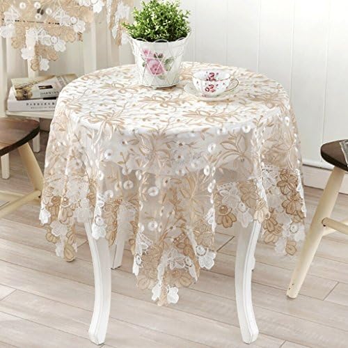 FHK tablecloth Coffee Table Tablecloths European Lace Cover Bedside Table Glass Yarn Round Table Small Tablecloth Decorative tablecloths ( Size : 85*85cm )
