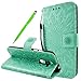 Produktbild Fraelc® Huawei Honor 6X Hülle Premium Kunstleder Tasche im Bookstyle Klapphülle mit Weiche Silikon Handyhalter Lederhülle für Huawei Honor 6X Indische Sonne Design Brieftasche - Mintgrün