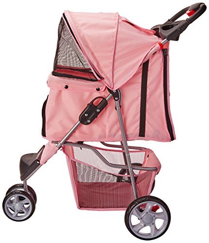 OxGord-Pet-Stroller-Cat-Dog-Easy-Walk-Folding-Travel-Carrier-Carriage-2017-Newly-Designed-3-Wheeler-Elite-Jogger-Rose-Wine