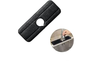 Ygapuzi Tappetino assorbente per rubinetto in microfibra,Tappetino per lavello del rubinetto della cucina Raccogligocce e schizzi con chiusura a scatto,lavabile e riutilizzabile,15x5,1pollici (Nero)
