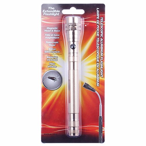 KIMILAR Einziehbares LED Taschenlampe Teleskop Verlängerung Fackel Arbeit Licht mit MAGNETIZED Finder Base Pick Up Tool(Max Length 57CM), inkl. Batterien (Gold) - 9