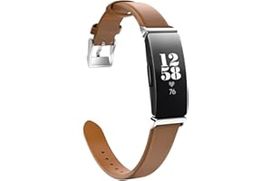MoKo Bracelet Compatible Avec Fitbit Inspire/Inspire HR, Classique en Cuir Véritable Bande de Montre Bracelet pour Fitbit Inspire/Inspire HR