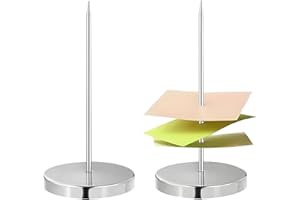 KELTRA 2 Pieces Receipt Spike,Ticket Spikes Bill Hook Order Paper Memo Holder,Food Hooks Holders Accessories Round Base Metal Straight Rod,Safe & Durable,for Kitchen Restaurant Hotel Office Table Desk Hutch