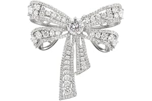 IMINI Elegant Bow Knot Silver Plated Brooch Pin with Rhinestones & CZ Crystals for Women Men – Dainty Inspired Wedding Accessory for Dresses, Scarves, Suits, Lightweight Formal Lapel Jewellery