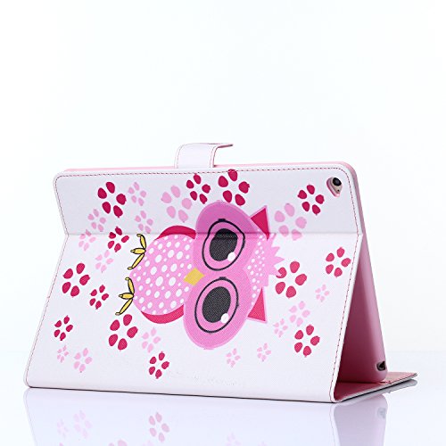 iPad Air 2 Hülle, iPad 6 Hülle,Ukayfe iPad Hülle Schutzhülle Etui Tasche für Apple iPad Air 2/iPad 6 Smart Case Ledertasche Schutzhülle Hüllen Tasche Leder Hülle Ultra Slim Lederhülle Flip Case Etui mit Standfunktion für iPad Air 2/iPad 6 mit 1x Schwarz Eingabestift (iPad Air 2/iPad 6:Rosa Niedlich Eule Muster) - 4