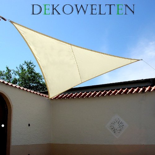 LUXUS Terrassen Sonnensegel dreieck der ExtraKlasse 3,75m wasserdicht CREME Regenschutz Windschutz