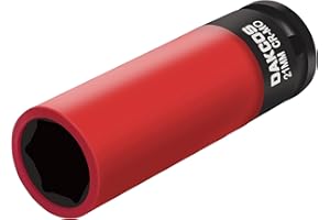 DAKCOS Schlagschrauber Nüsse 21mm Kraft Steckschlüssel mit Schonhülsen,CR-MO Schonnüsse 1/2" Antrieb für Alufelgen Radwechsel, Länge: 85mm