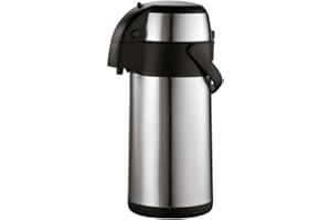 axentia Airpot in Silber, Pumpkanne aus rostfreiem Edelstahl, Isolierkanne mit Doppelwand, Isolierflasche mit Pumpe und unzerbrechlichem Korpus, Pump-Kaffeekanne mit Tragebügel, Volumen: ca. 3 L ‎15 x 15 x 35 cm