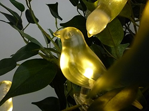 Solar Lichterkette 5 flammig Vogel mit Clip zum Klemmen, LED weiß Solarleuchte Dekoration - 9