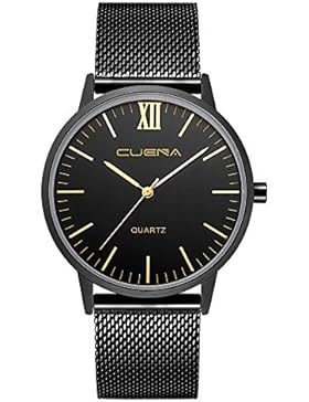 XLORDX Herren Sport Armbanduhr Minimalistic Römisch Analog Quartz Ultra dünn Schwarz Edelstahl Mesh Band Uhren...