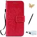 Produktbild Moto X Style Hülle, TOUCASA® Vintage/Retro Bookstyle Lederhülle Handyhülle PU Leder Flip Tasche Case Niedlich Katzen und Bäume Muster mit Stand-Funktion Kredit Kartenfächer und Magnetverschluss Brieftasche Tasche Wallet Case für Moto X Style + 1 x Eingabestift + 1 x Glitzer Staub Stecker, Rose rot