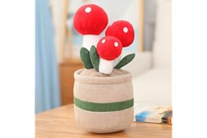 EMBRAGUE Mushroom Plush Toy Plushies For Girls - Flower Pot Soft Cotton Stuffed Anime Plushies Cuddle Cushion - Kawaii Plush Plant Cute Pillow For Christmas Birthday For Girlfriend Boba - 25CM Red