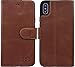 Produktbild Bouletta Apple iPhone X Hülle Leder Handyhülle | Lederhülle | Tasche | Ledertasche | Handytasche | Schutzhülle | Book Cover | Case | bruchfeste Innenschale | Kartenfach| QI-Ladung (Antik Kaffee Braun)
