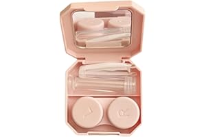 FIMWOLZ Custodia Portatile per Lenti a Contatto con Specchio, Contenitore per Lenti da Viaggio, Porta Lenti per Casa e Esterno (Rosa)