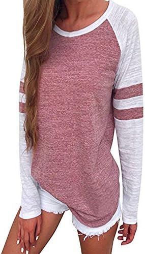LANISEN Womens Striped Tops Plus Size Ladies Tunic Blouses Long Sleeve Tees Red 8